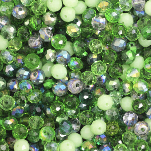 4mm x 6mm Rondelle Beads - Green Mix - 50 Piece Bag