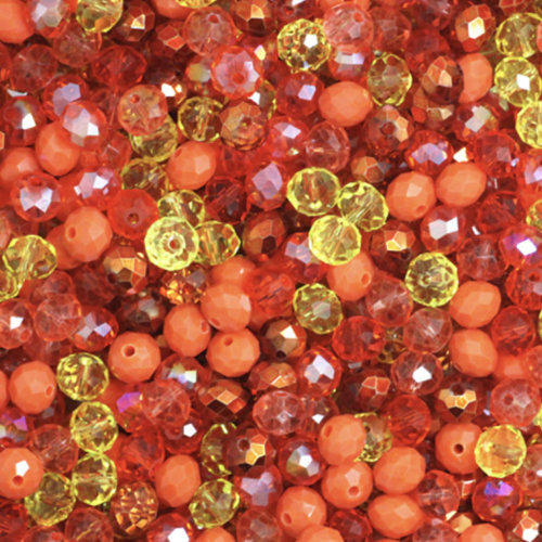 4mm x 6mm Rondelle Beads - Orange Mix - 50 Piece Bag