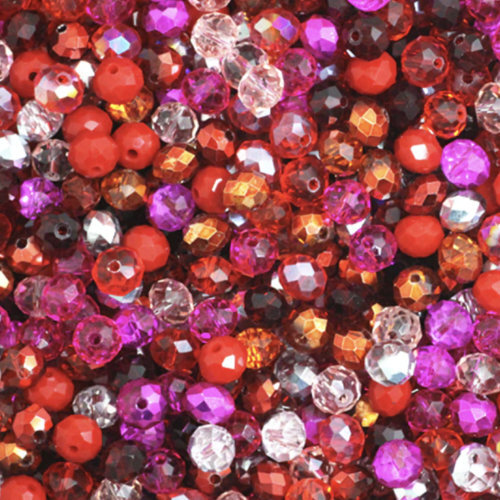 4mm x 6mm Rondelle Beads - Red Mix - 50 Piece Bag