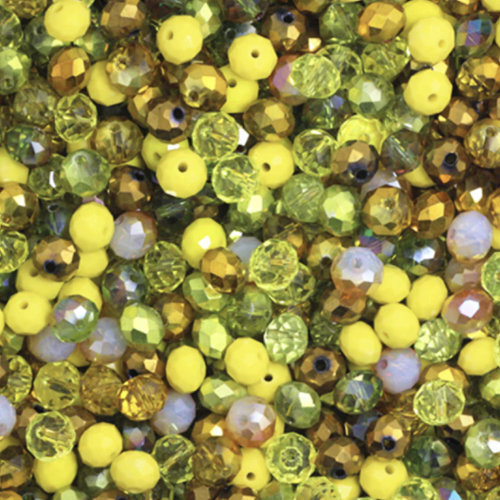 4mm x 6mm Rondelle Beads - Yellow Mix - 50 Piece Bag