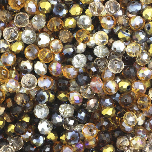 6mm x 8mm Rondelle Bead - Beige Mix - 60 Piece Bag