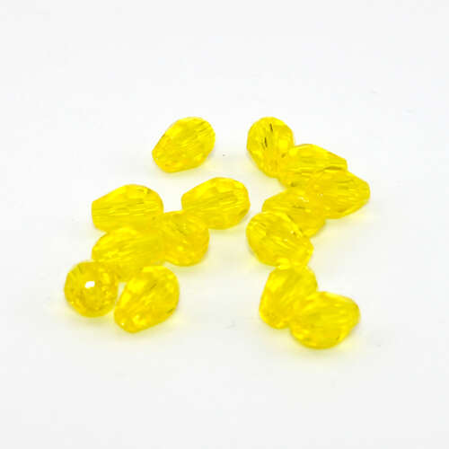 5mm x 7mm Yellow Faceted Tear Drop Bead - 20 Piece Bag