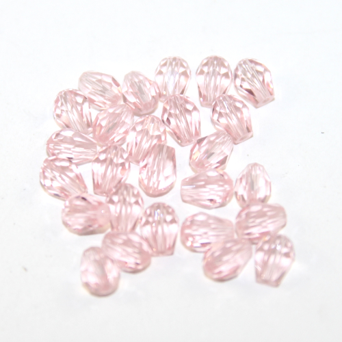 5mm x 7mm Pink Faceted Tear Drop Bead - 20 Piece Bag