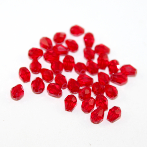 5mm x 7mm Red Faceted Tear Drop Bead - 20 Piece Bag