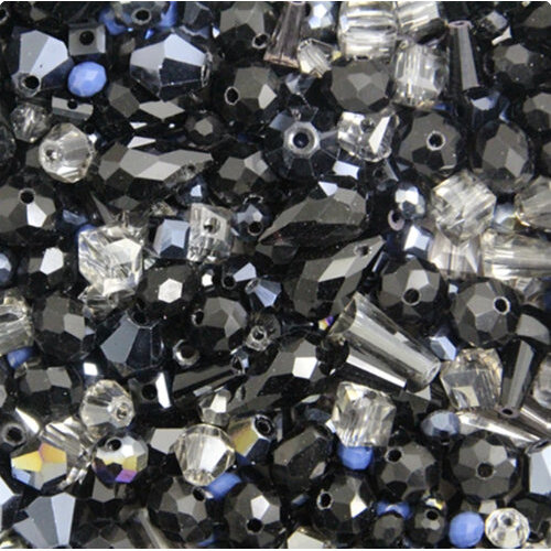 Mixed Faceted Shaped Bead - Black Mix - 8gm Bag