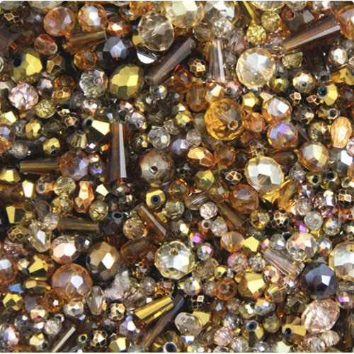 Mixed Faceted Shaped Bead - Beige Mix - 8gm Bag