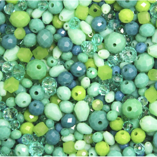 Mixed Faceted Shaped Bead - Turquoise Mix - 8gm Bag