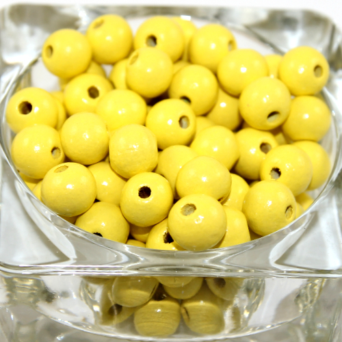 10mm Round Wood Beads - Yellow - Bag of 50