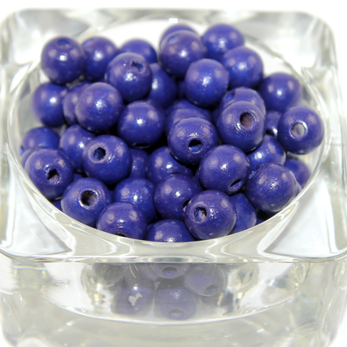 10mm Round Wood Beads - Royal Blue - Bag of 50