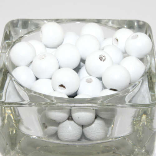 12mm Round Wood Beads - White - Bag of 50