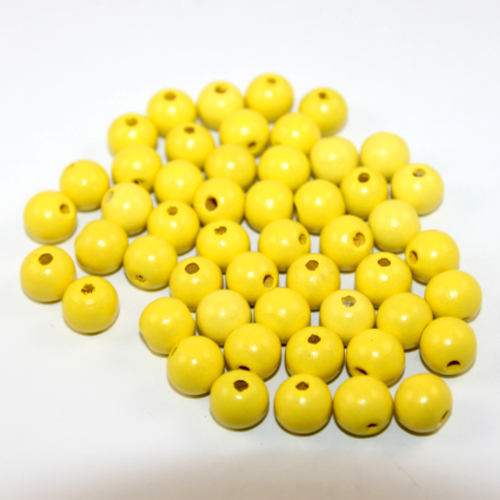 12mm Round Wood Beads - Yellow - Bag of 50