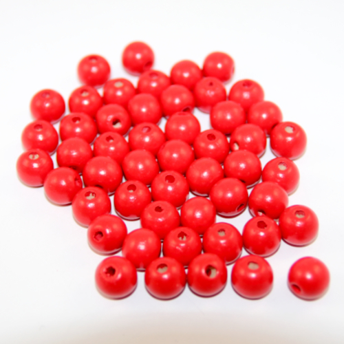 12mm Round Wood Beads - Red - Bag of 50