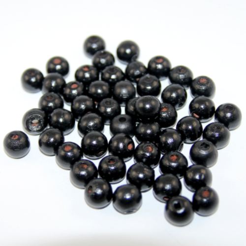 12mm Round Wood Beads - Black - Bag of 50