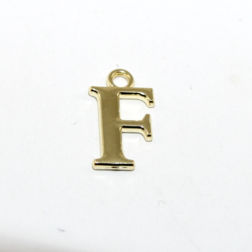 16mm Letter Charm - F - Pale Gold