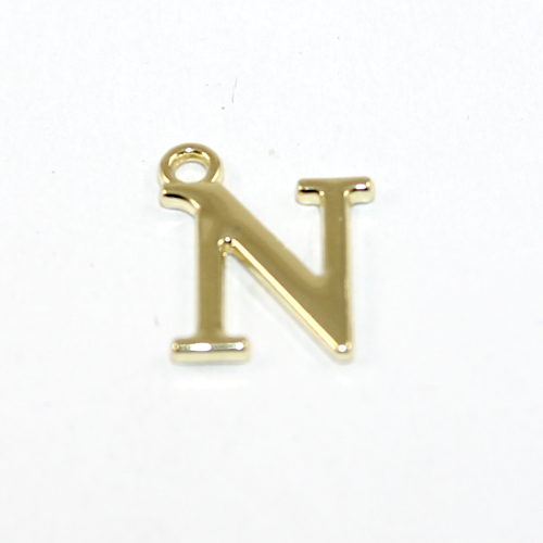 16mm Letter Charm - N - Pale Gold