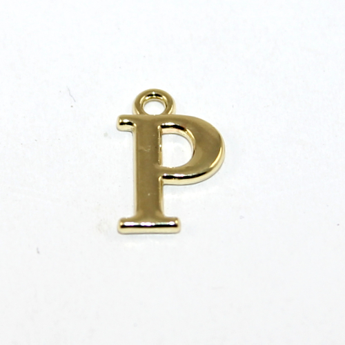 16mm Letter Charm - P - Pale Gold