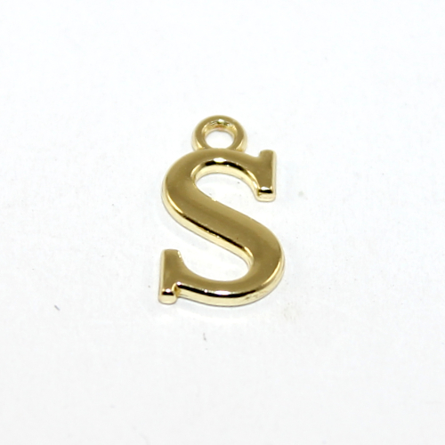 16mm Letter Charm - S - Pale Gold
