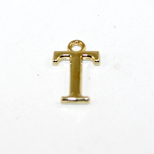 16mm Letter Charm - T - Pale Gold