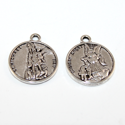 Guardian Angel / St Michael - Round Holy Medal  - Platinum