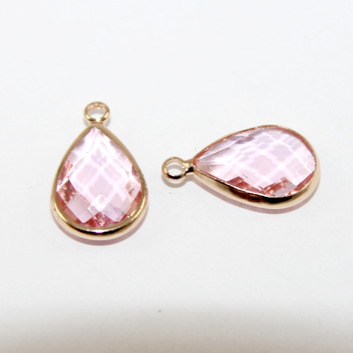 10mm x 14mm Tear Drop Rhinestone Charm - 2 Pieces - Rose