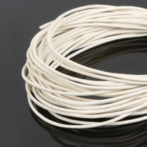 1mm Leather Cord - 5m Coil - Ivory