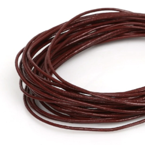 1mm Leather Cord - 5m Coil - Burgundy