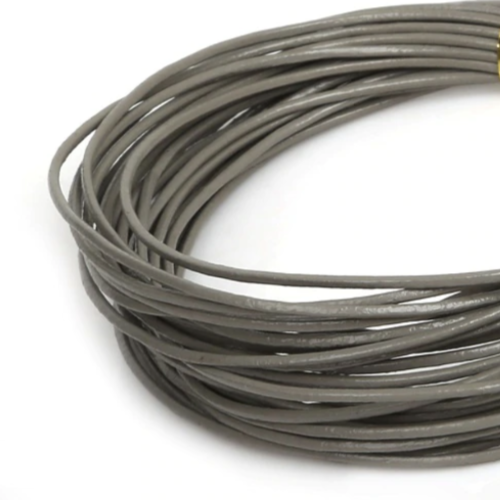 1mm Leather Cord - 5m Coil - Grey