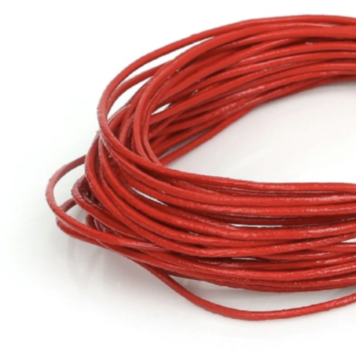 2mm Leather Cord - 5m Coil - Red