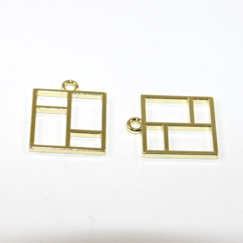 19mm x 23mm Mondrian Square Charm - Pale Gold - 2 Pieces