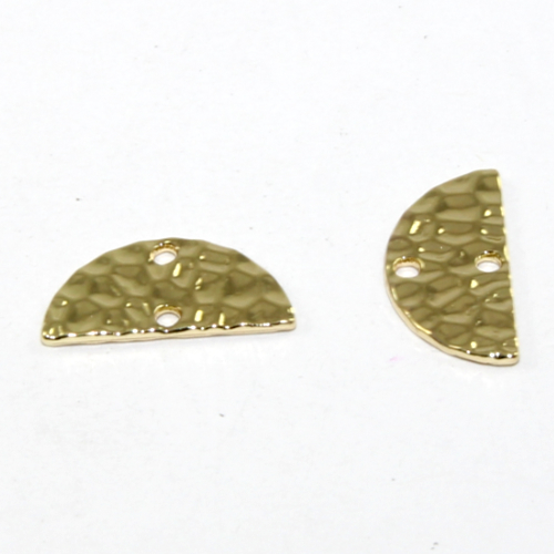 7mm x 15mm Half Moon Hammered Connector - Bright Gold