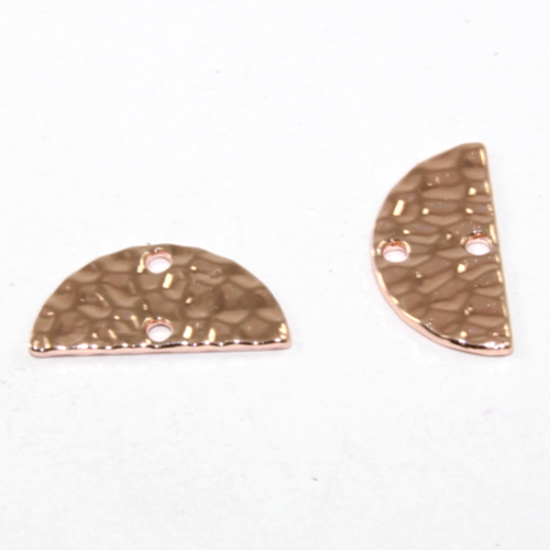 7mm x 15mm Half Moon Hammered Connector - Rose Gold