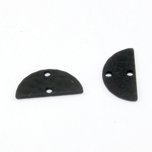 7mm x 15mm Half Moon Hammered Connector - Black