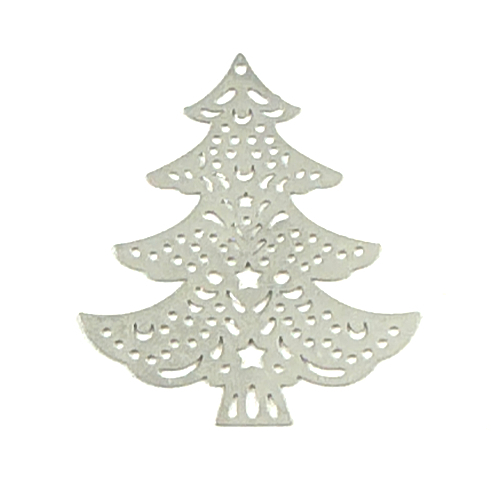 40mm x 35mm Christmas Tree Filigree Pendant - Platinum