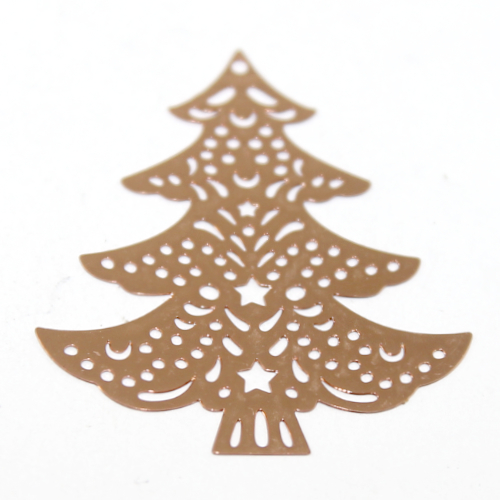 40mm x 35mm Christmas Tree Filigree Pendant - Rose Gold