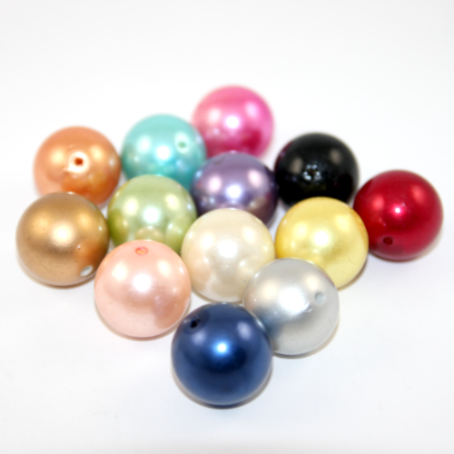 25mm Mixed Colour Acrylic Pearl Round Bead - Pack of 2