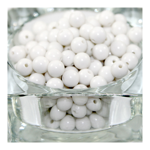 8mm White Round Opaque Bead - 100 Piece Bag