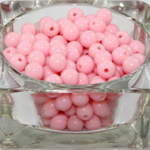 8mm Pink Round Opaque Bead - 100 Piece Bag