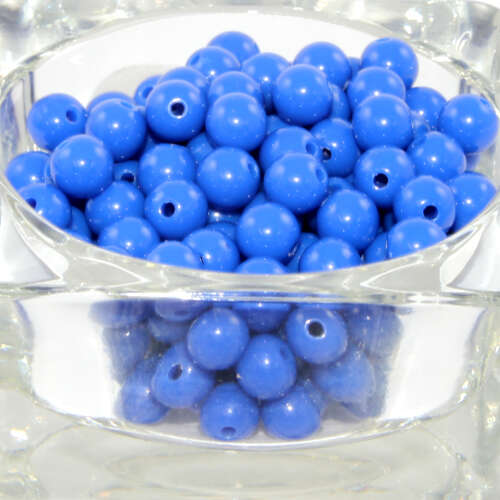 8mm Royal Blue Round Opaque Bead - 100 Piece Bag