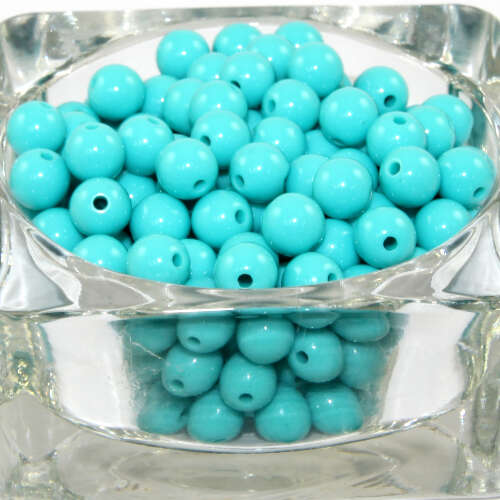 8mm Turquoise Green Round Opaque Bead - 100 Piece Bag