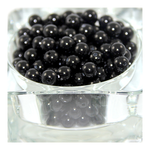 8mm Black Round Opaque Bead - 100 Piece Bag