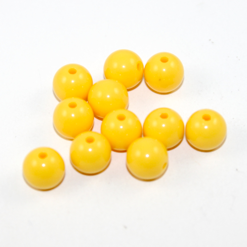 10mm Yellow Round Opaque Bead - 50 Piece Bag