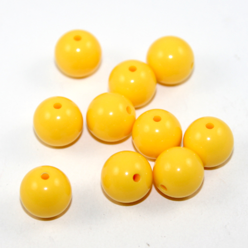 12mm Yellow Round Opaque Bead - 30 Piece Bag