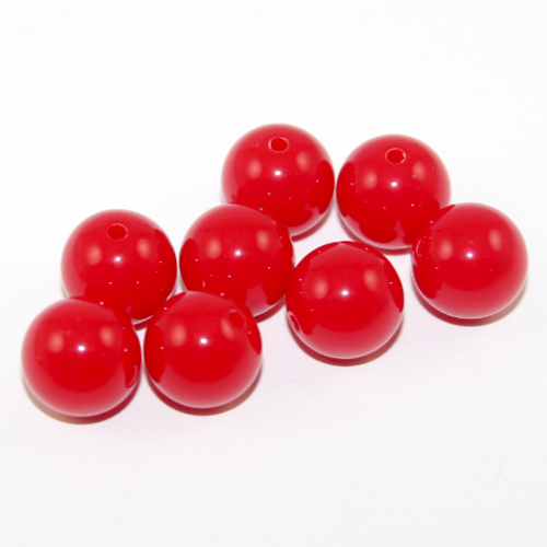 12mm Red Round Opaque Bead - 30 Piece Bag
