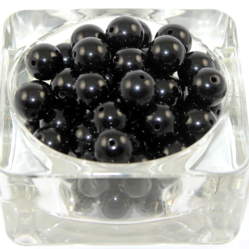 12mm Black Round Opaque Bead - 30 Piece Bag