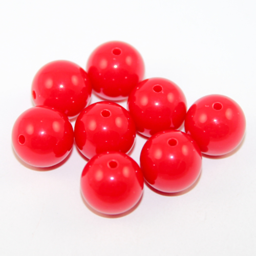 14mm Red Round Opaque Bead - 20 Piece Bag