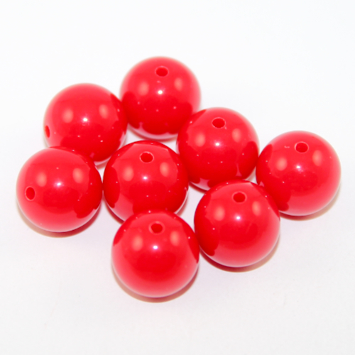 14mm Red Round Opaque Bead - 20 Piece Bag