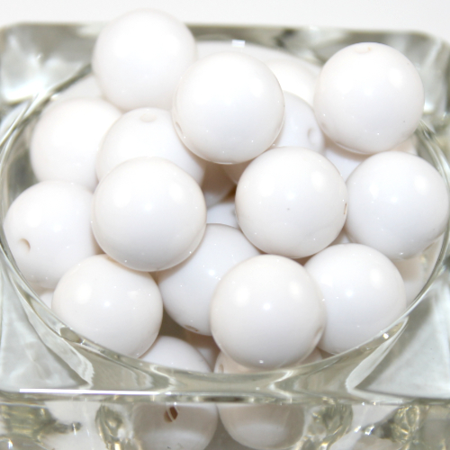16mm White Round Opaque Bead - 14 Piece Bag