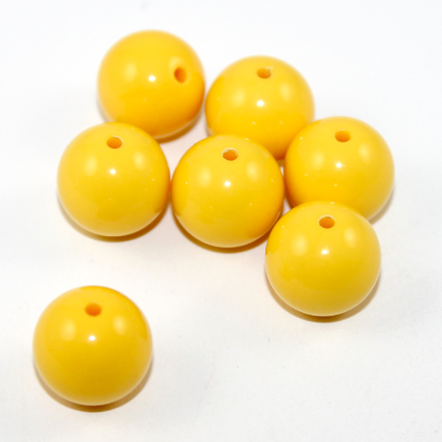 16mm Yellow Round Opaque Bead - 14 Piece Bag