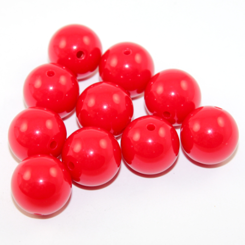 18mm Red Round Opaque Bead - 10 Piece Bag