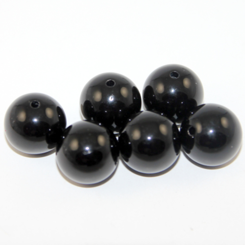 18mm Black Round Opaque Bead - 10 Piece Bag